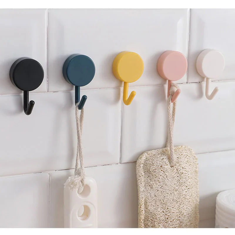 

Traceless Hooks Behind The Kitchen Door Clothes Sticking Hooks Strong Glue Punching-free Wall Hanging Nail Hangers on The Wall