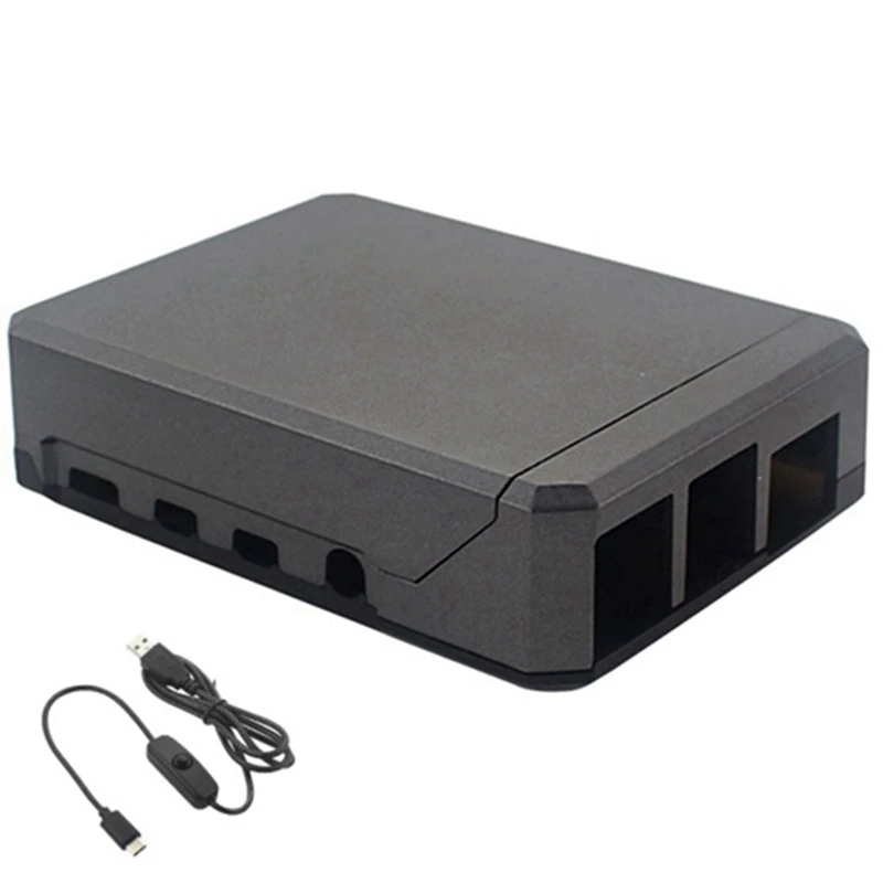 

For Raspberry Pi 4 B Case Aluminum Metal Case Sliding Magnetic Cover Passive Cooling Silicon Heatsink