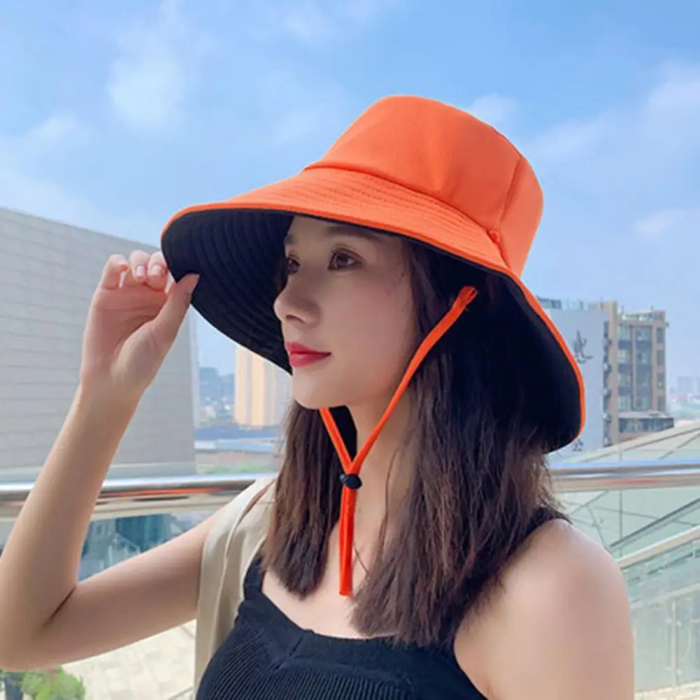 

Sun Hat Solid Color Double-layered Big Sunscreen Basin Hat for Outdoor
