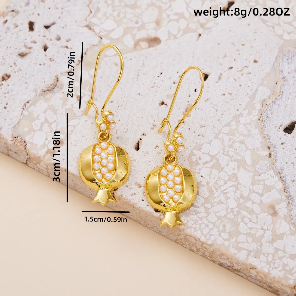 Эстетический дизайн Золотые ананасовые серьги леди ретро жемчуг