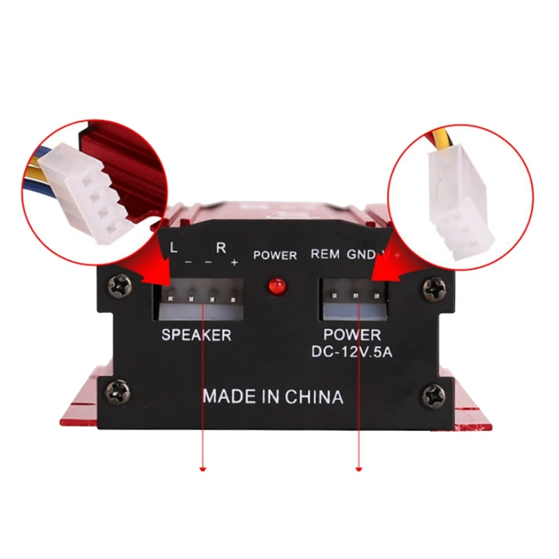 KINTER Car Audio Amplifier 12V Cable 2 Channels Mini Stereo Amp Subwoofer USB Port Mp3