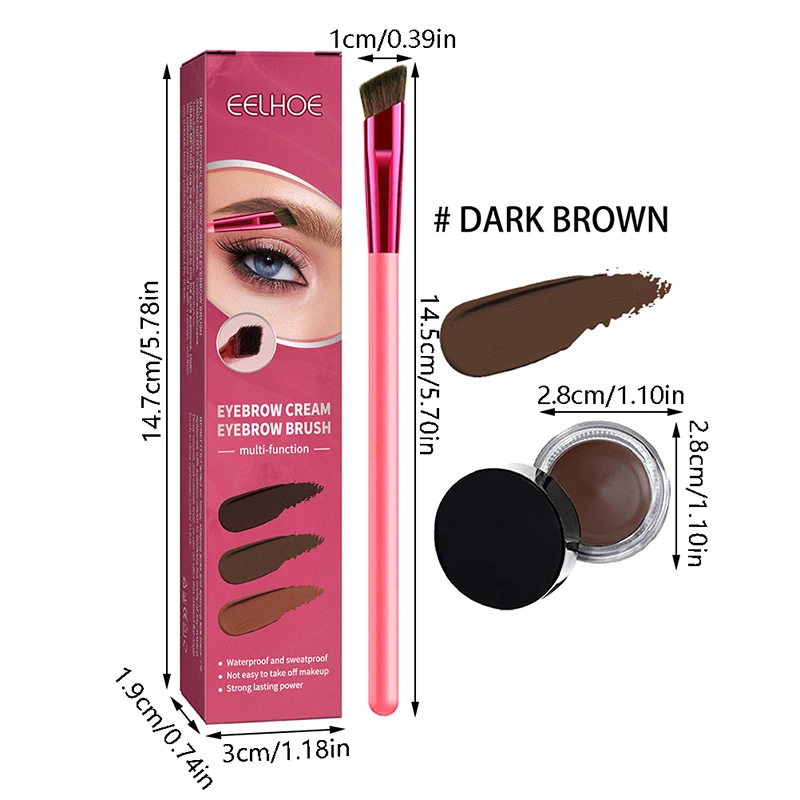 

4D Hair Stroke Brow Stamp Brush with Eyebrow Cream Ultra-Thin Angled Rhombus Eyebrow Brush Multi Function Concealer Makeup Brush