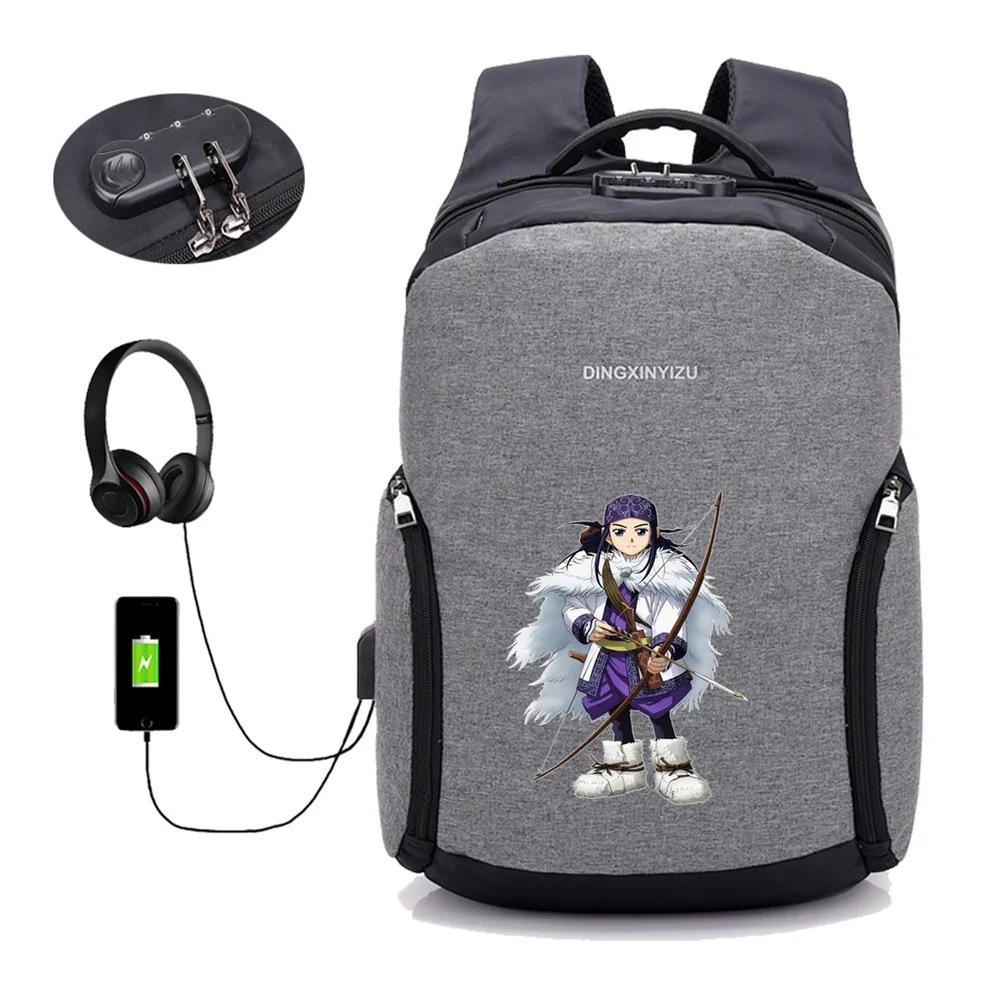 

Anime Golden Kamuy Backpack Breathable Leisure Anti-theft Canvas Bag Teenager Boy Girl Large Capacity Outdoor Travel Laptop Bag