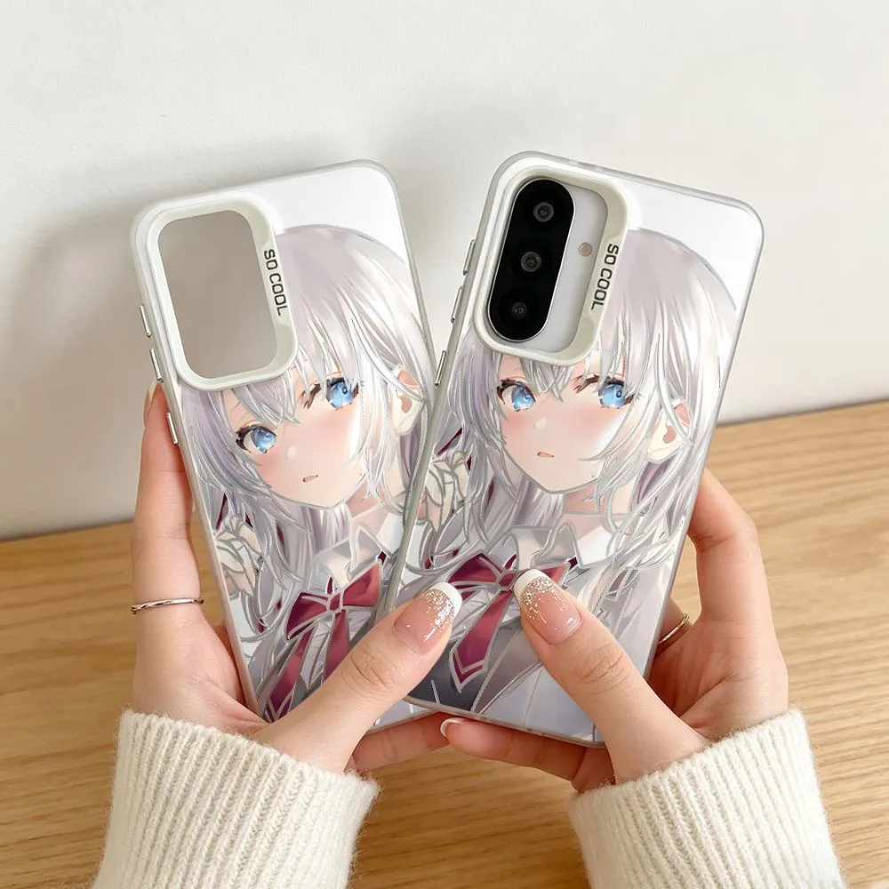 Фото Милый аниме-чехол Alya Soft для Samsung Galaxy A06 A07 A16 A14 A22 A25 A26 A33 A35 A36 A55 A56 M55, цветной серебристый. №2