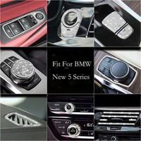 silvery crystal electronic handbrake epb ignition engine startcenter ac switch knob cover trim for bmw 5 series g30 g31 17 20