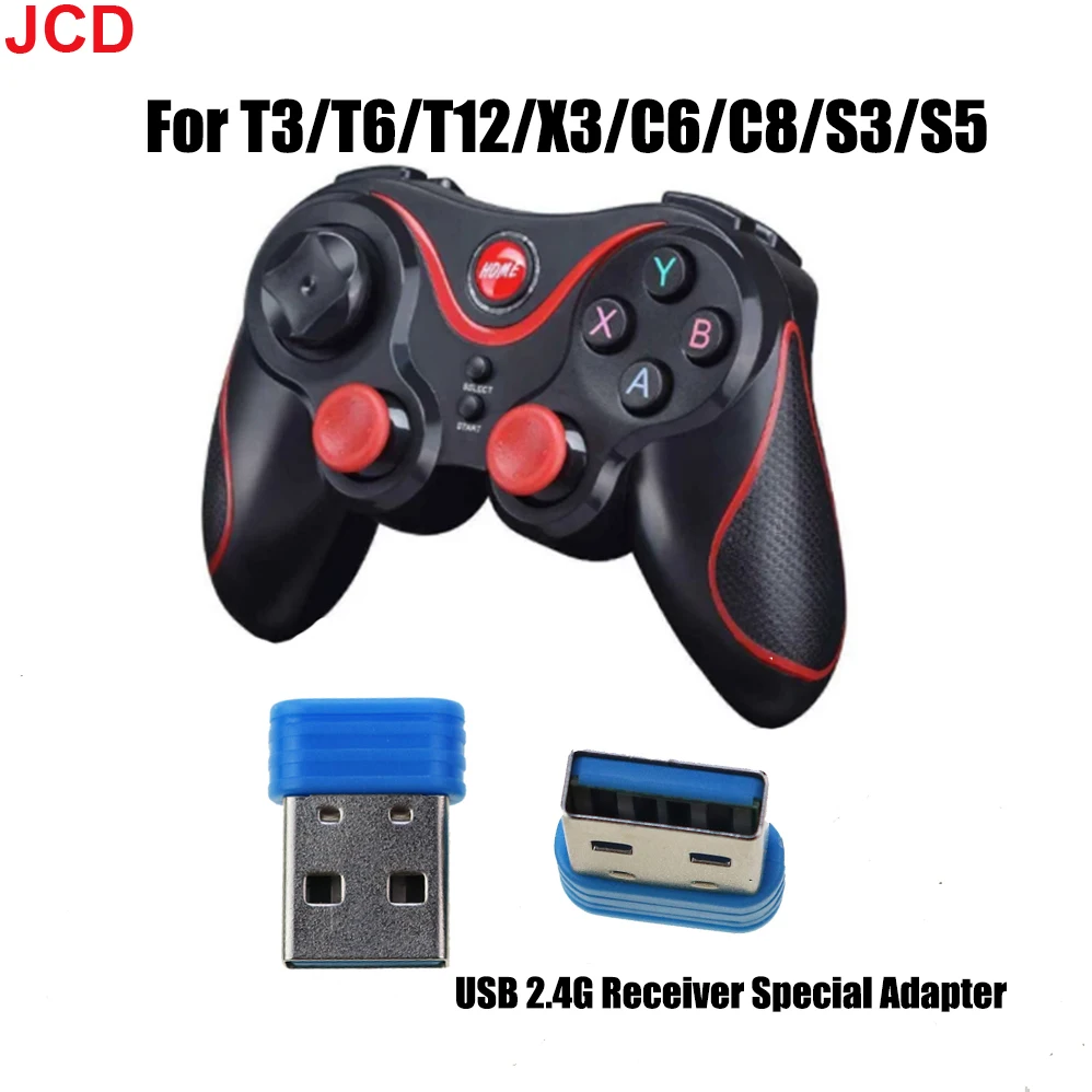 

JCD 1 pcs Adapter USB Receiver Bluetooth Wireless Gamepad Console Dongle For T3 / NEW S5 (Red) Game Controller Drop Shipping