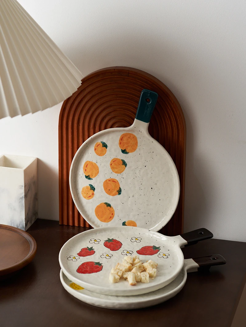 Тарелка для пиццы противень выпечки керамическая тарелка подсеть ручка красного