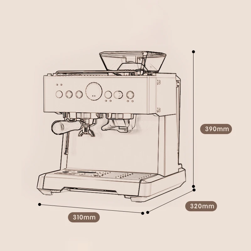 Компактная полуавтоматическая эспрессо-машина со встроенной кофемолкой для