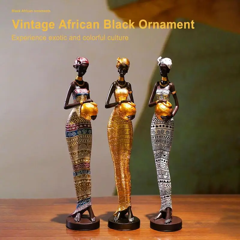 

Африканские скульптуры, домашний декор, племенная леди, скульптура, коллекционное искусство, полимерная африканская Женская фигурка для настольного искусства