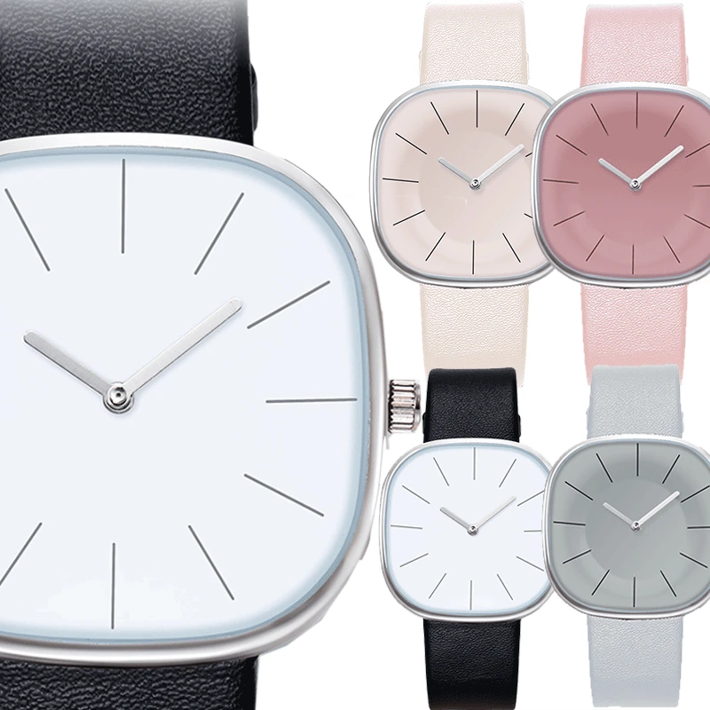 Montre à Quartz pour Couple  carrée  Simple  grand cadran  cadeau d'été  2022