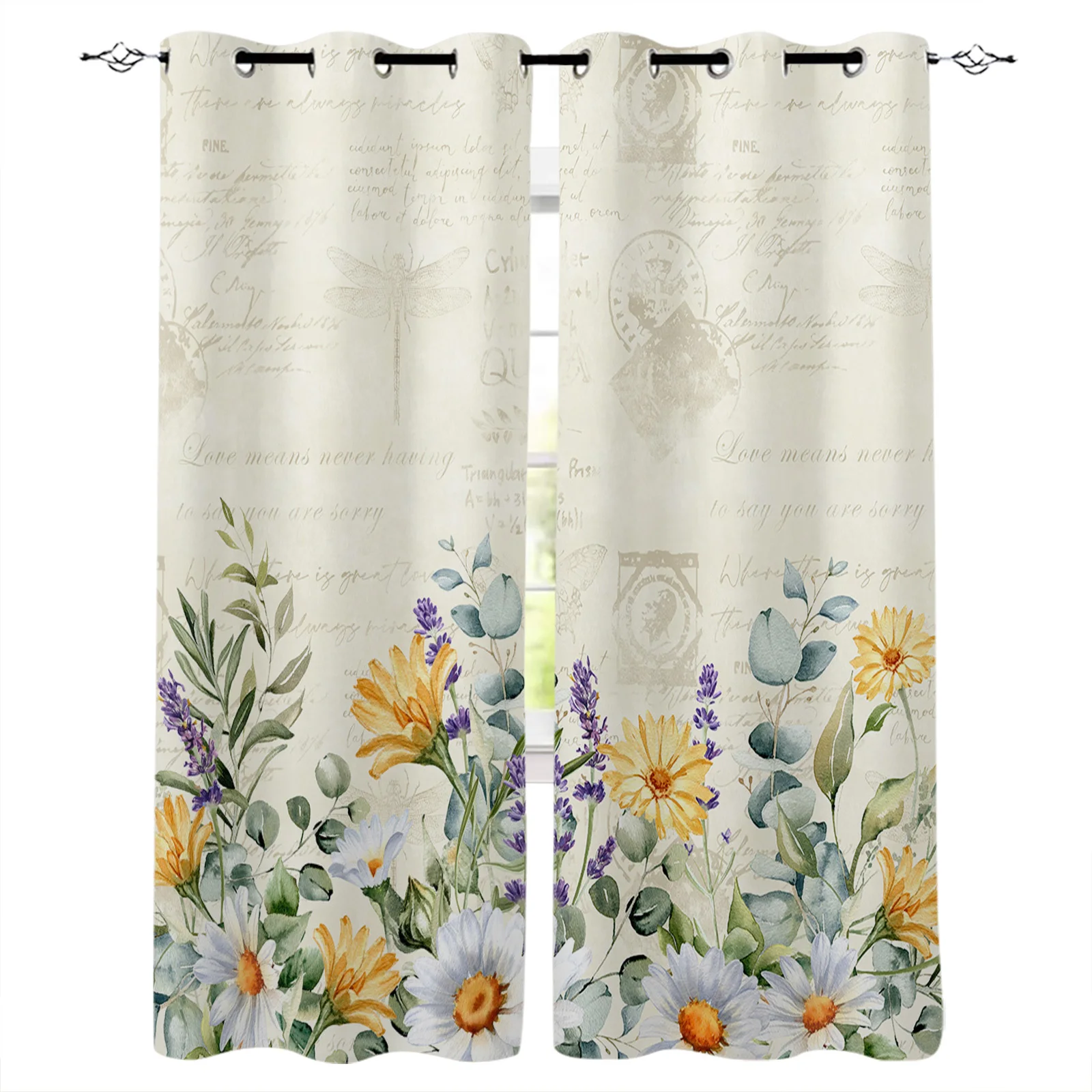 

Цветочные маргаритки, лавандовые оконные шторы для гостиной, спальни, домашний декор, кухонные шторы, современные занавески для балкона