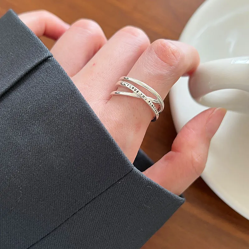 

Kinel 925 Sterling Silver Original Certified Lettering Print Multi-Layer Interweaving Ring For Women Simple Fashion Ins Desgin