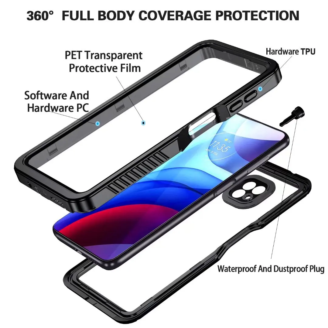 Military Grade Protect IP68 Waterproof Case for MOTO G Power 2021 Heavy Duty Shockproof Diving Cover Built in Screen Protector
