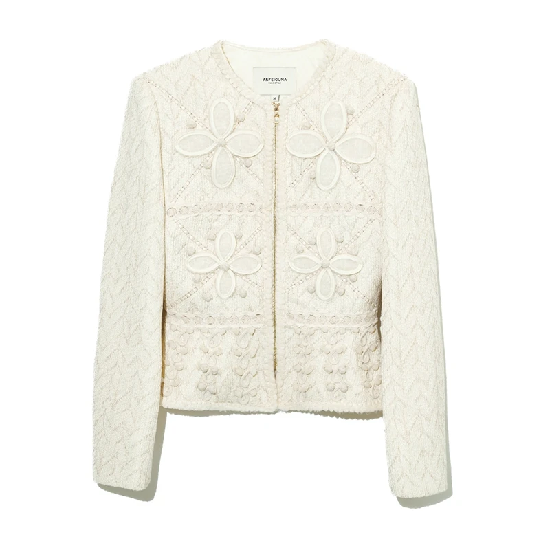 Женская бежевая верхняя одежда ANFEIOUNA Осеннее винтажное Королевское дамское