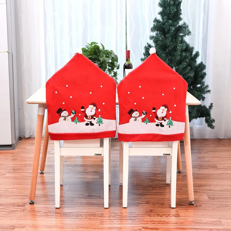 Cover Santa Snowman Non-woven Dinner Table Big Red Hat Xmas Home New Year 2023 Decor Navidad Table Chair Cover