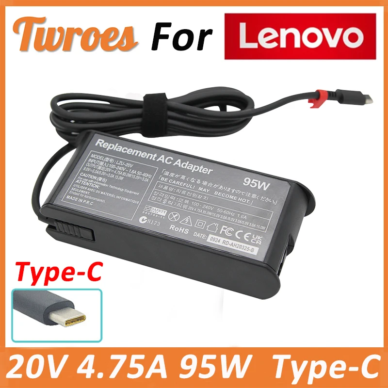 

20V 4.75A 95W USB-C Type-C Charger Laptop Power Supply Adapter for Lenovo Asus Hp Samsung USB C Adapter Y740S-15IRH Y9000X Y740S