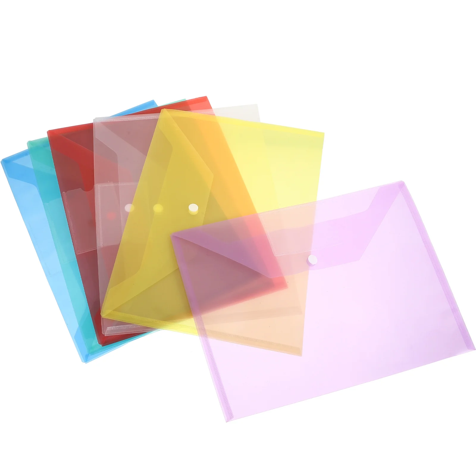 

6 Pcs Plastic Envelope Folder Transparent Document Organizer Office File Folders Documents Envelopes Snap Button PP Student