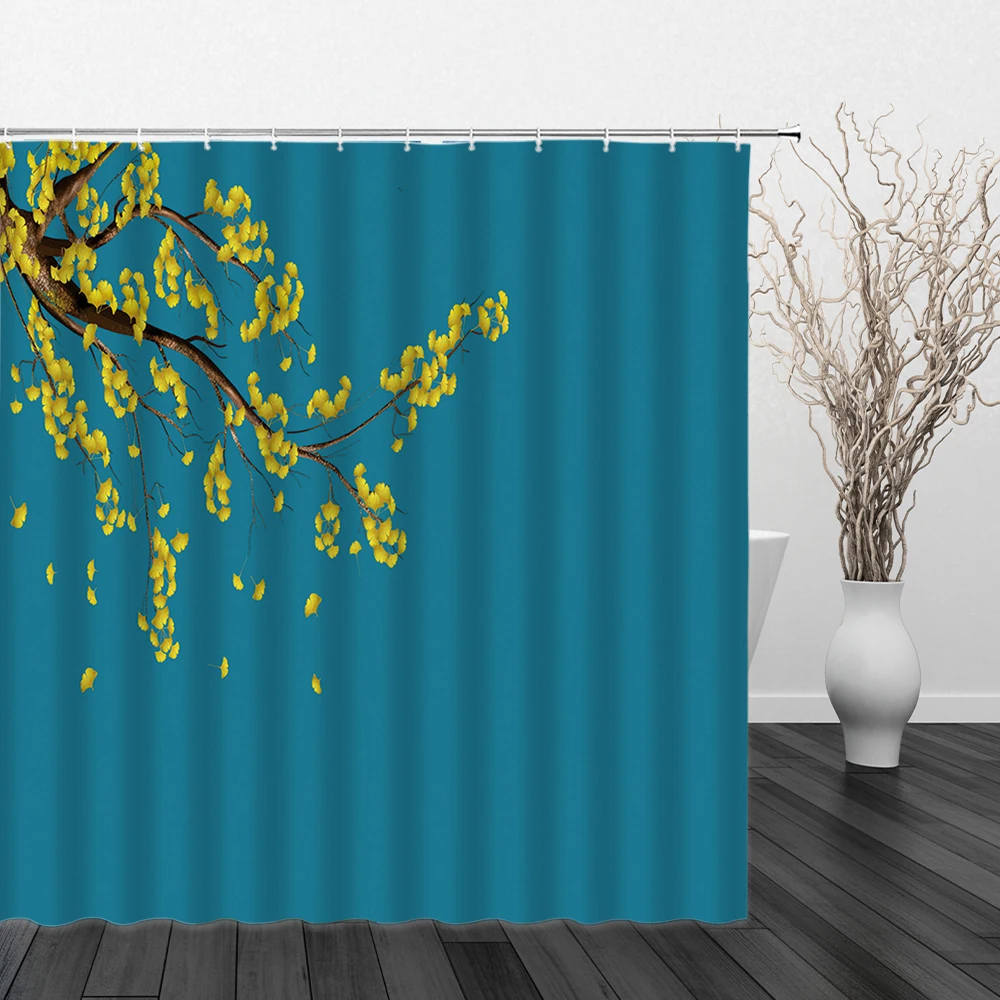 

Chinese Style Flowers Birds Shower Curtains Leaves Waterproof Bathroom Curtain 3d Printed Fabric With Hooks Decoration Curtain