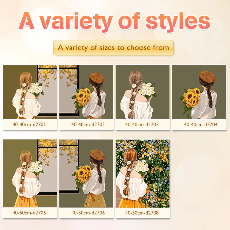 Diy раскраска мультфильм исцеляющая спина длинная девушка цифровая масляная