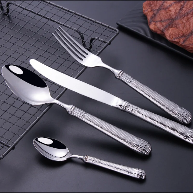 

Cutlery Set 16Pcs Stainless Steel Forks Knives Spoons Set Tableware Kitchen Dinnerware Flatware Western Dinner Silverware Sets