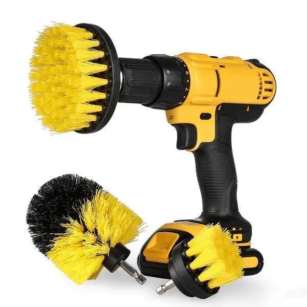 

2/3.5/4 inch Electric Drill Brush Power Scrubber Yellow Medium Stiffness Bristles Bathroom&Shower Cleaning Non-scratches
