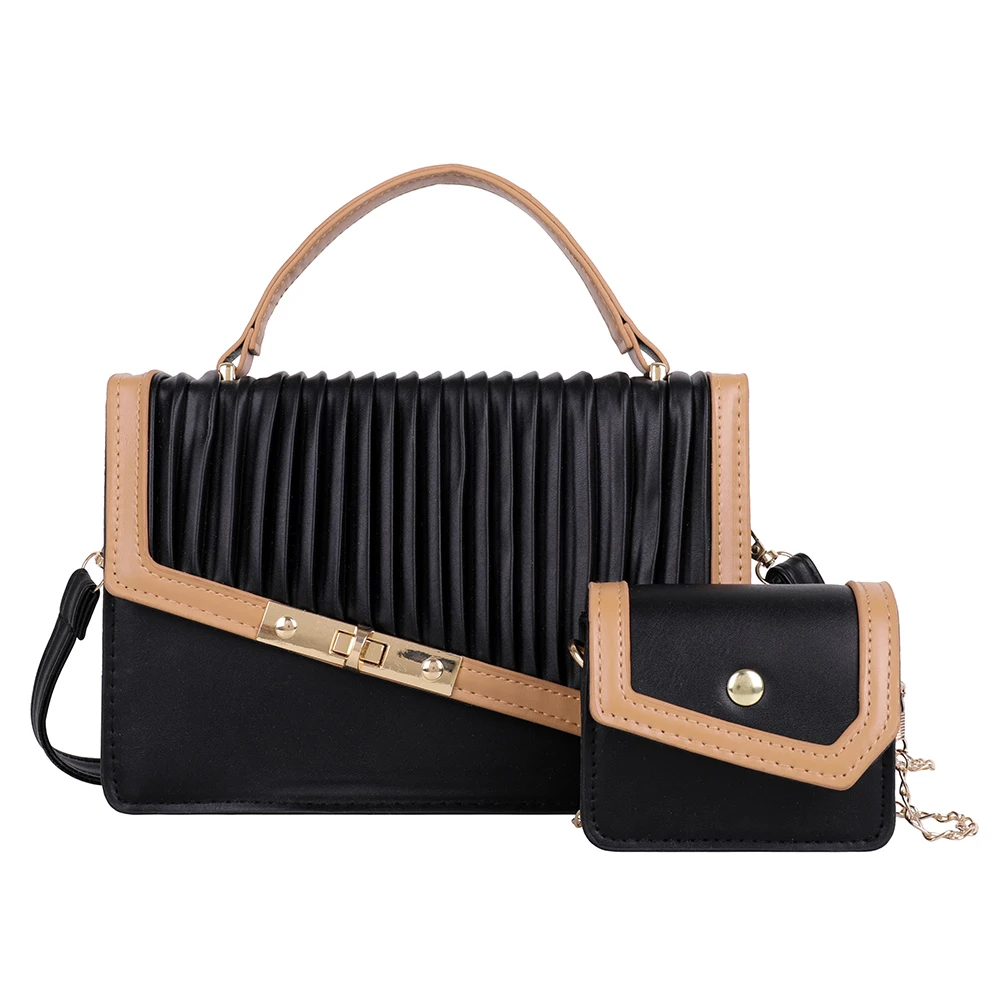 

PU Leather Flap Handle Shoulder Bag Solid Color Composite Bag Trending with Mini Purse Handbags for Women Gifts