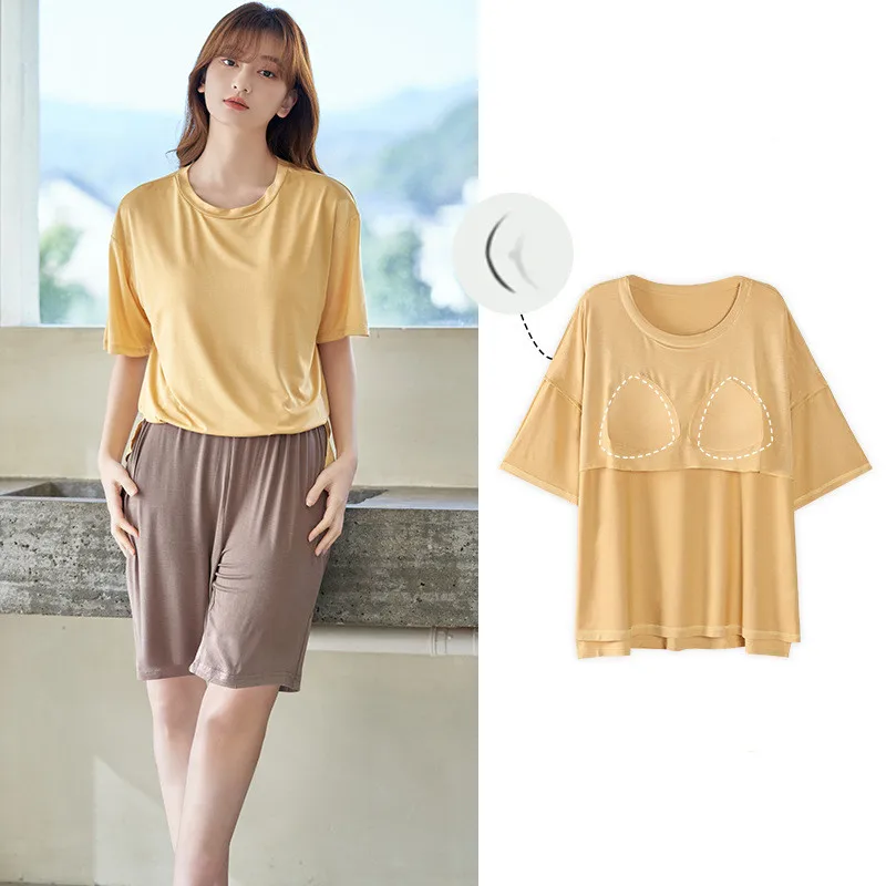 Pijama Mujer New Modal Sleepwear For Women Short Sleeve Half Pant Suit Summer Pajamas Female Home Clothing Night Wear Set