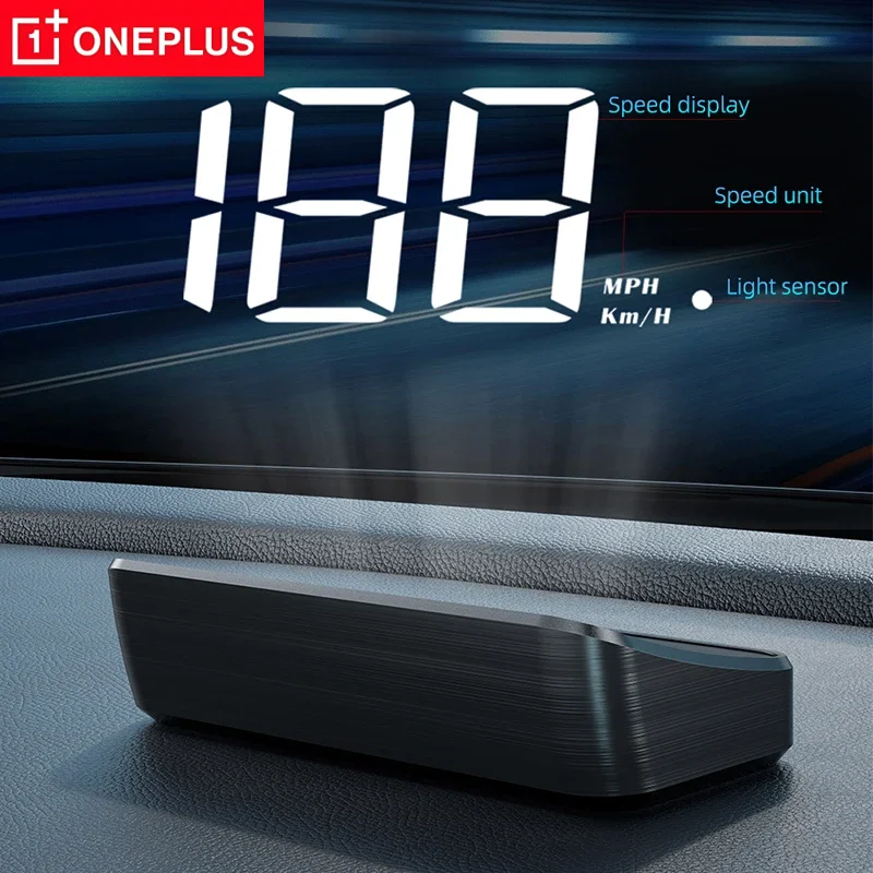 Фото Автомобильный спидометр OnePlus HUD, головной дисплей, цифровой скоростной метеометр, GPS-компас, многофункциональный автоматический проектор лобового стекла автомобиля №1