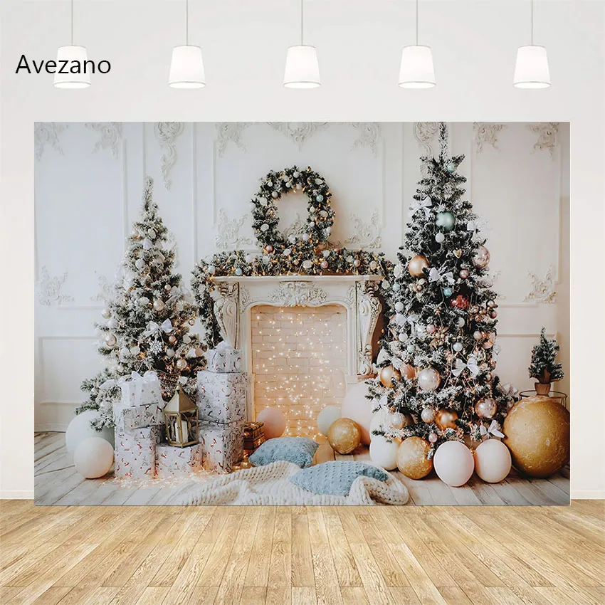 

Avezano Рождественские фоны для фотосъемки Рождественская елка камин с венком домашний праздничный фон для фотостудии Декор
