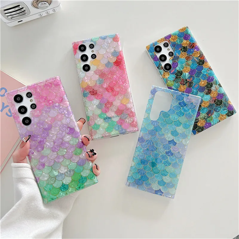 Scale Pattern Shell Phone Case For Samsung Galaxy S22 Ultra Note20 S21 Plus S20 FE A13 A33 A53 5G Back Cover Funda Coque Housing
