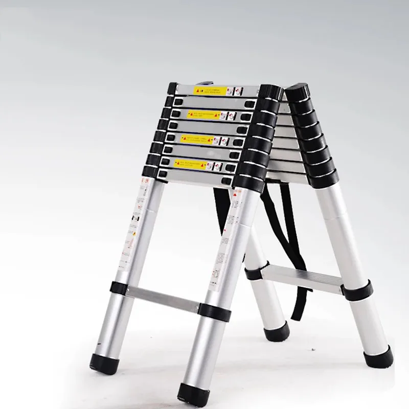 Portable thickened aluminum alloy long ladder herringbone telescopic straight ladder folding ladder 2.0+2.0M