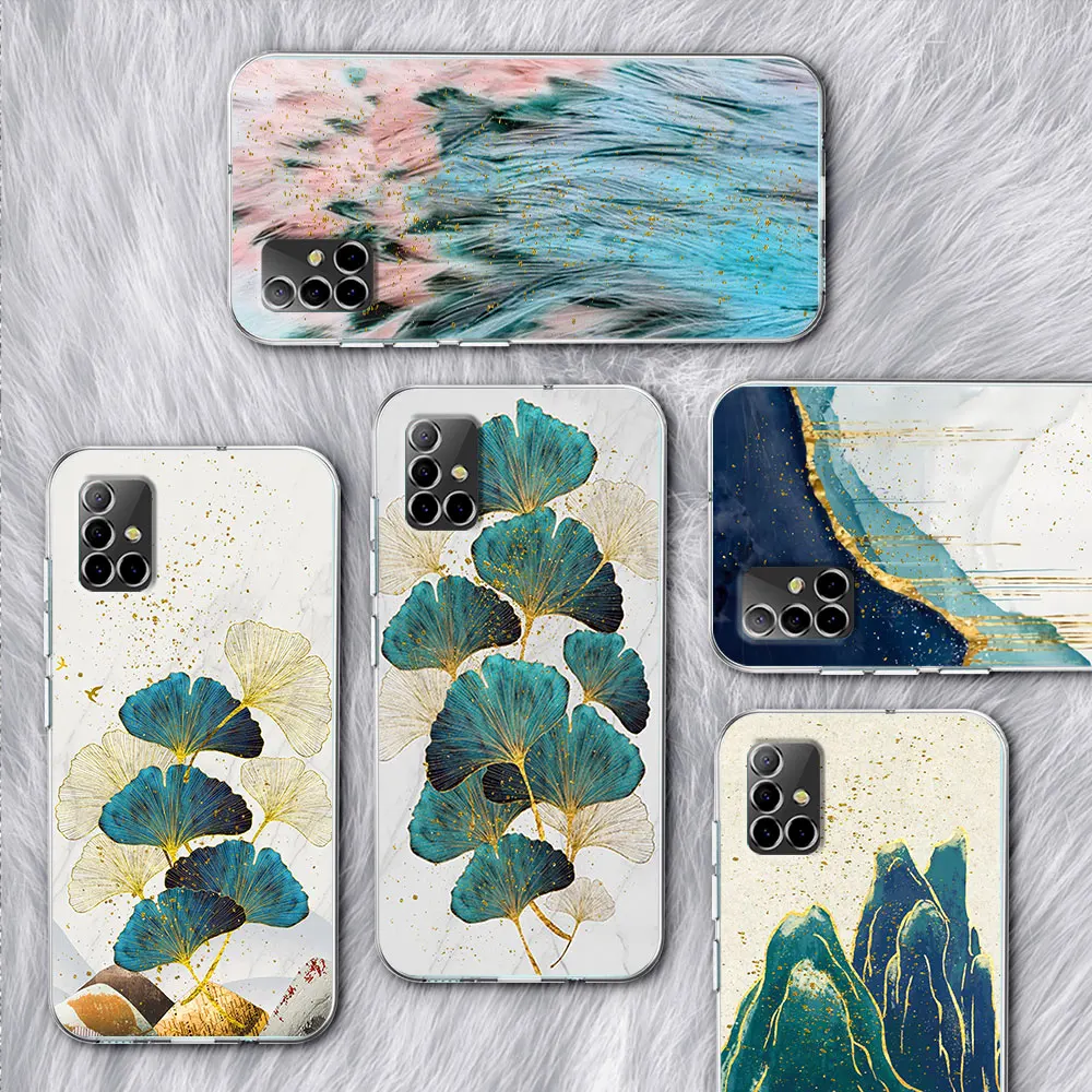 

Luxury Gold Foil Art Case for Samsung Galaxy A53 A52 A21s A71 A12 A33 A52s A51 A31 A54 A32 A73 A01 A13 Silicone Soft Phone Cover
