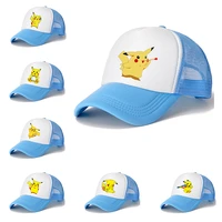 childrens summer baseball cap pok%c3%a9mon pikachu cute print breathable mesh size adjustable sun hat beach hat paste buckle gift