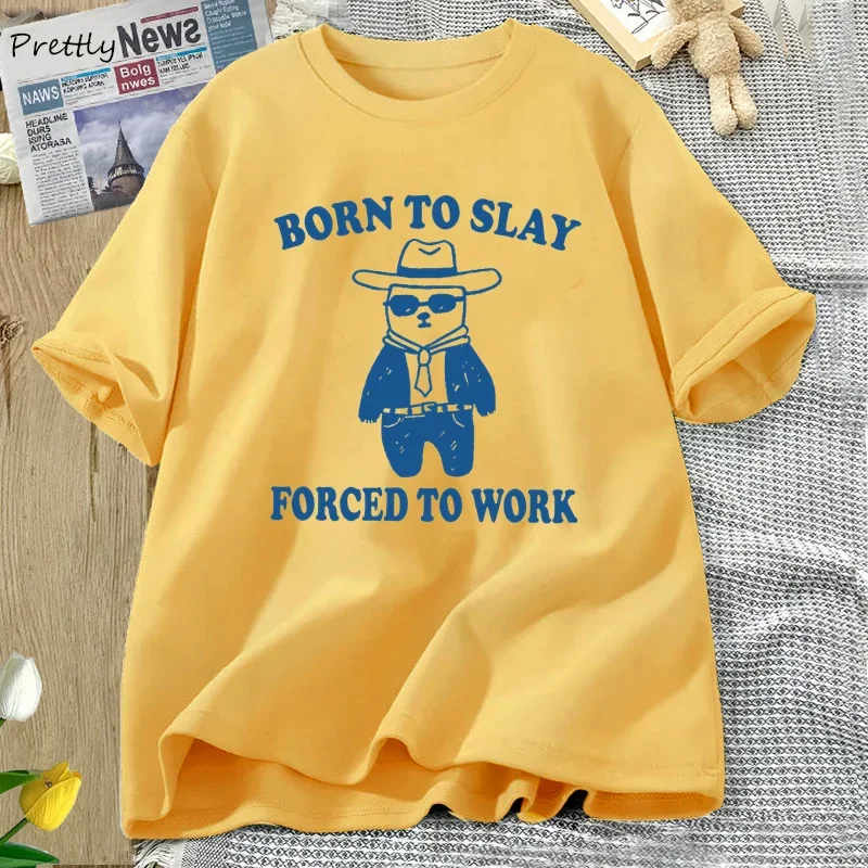 Футболка женская хлопковая в стиле ретро с забавным медведем и коротким рукавом