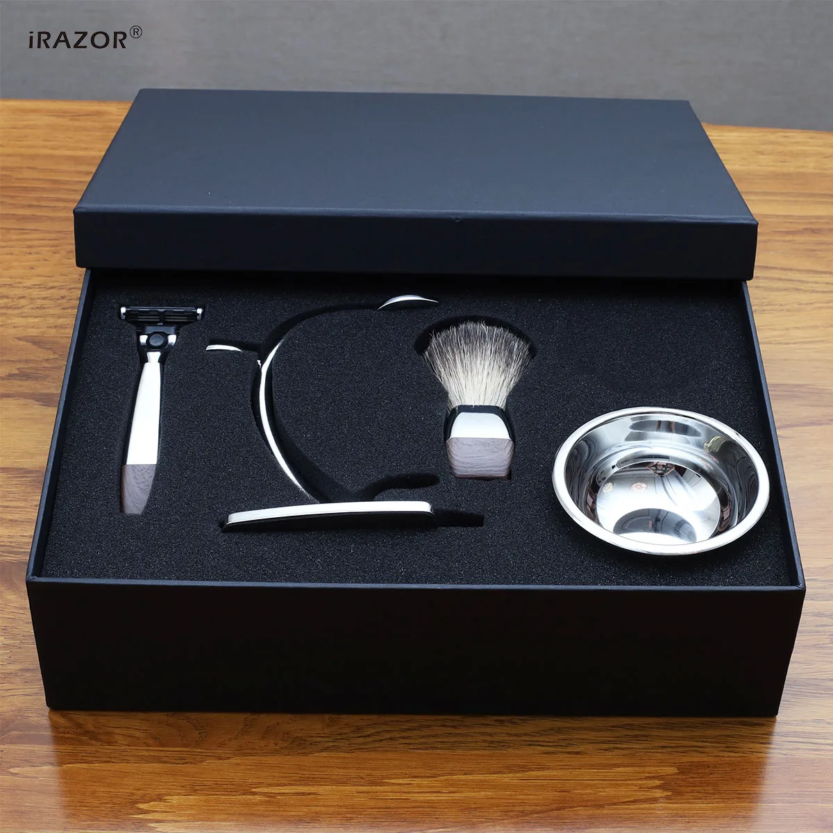 iRAZOR Luxury Mach 3 безопасная бритва мужской набор для бритья деревянная ручка с