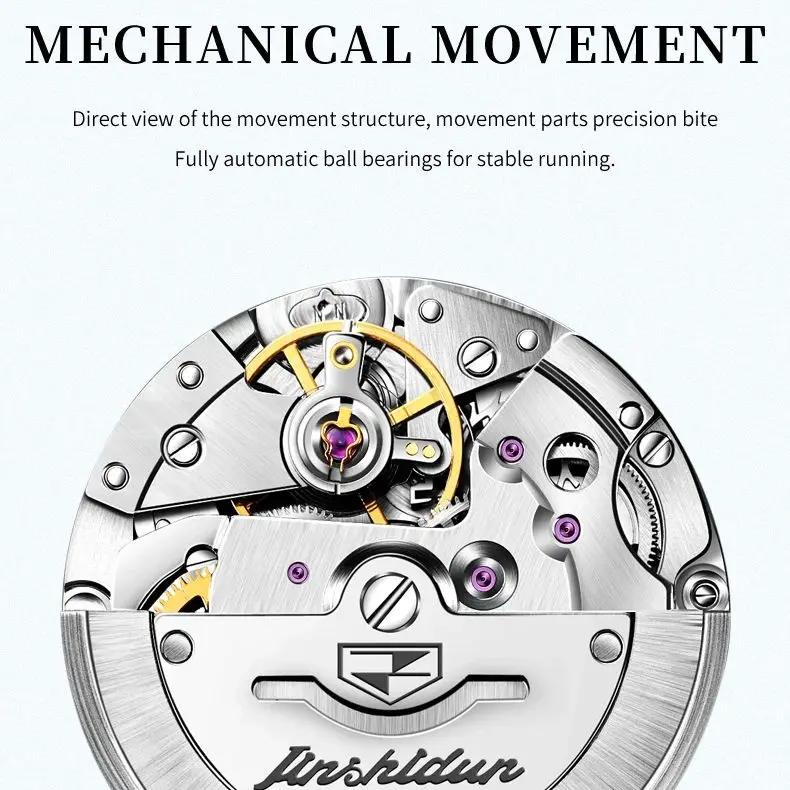 JSDUN 8980 полностью автоматические мужские часы с двойным календарем ремешок из