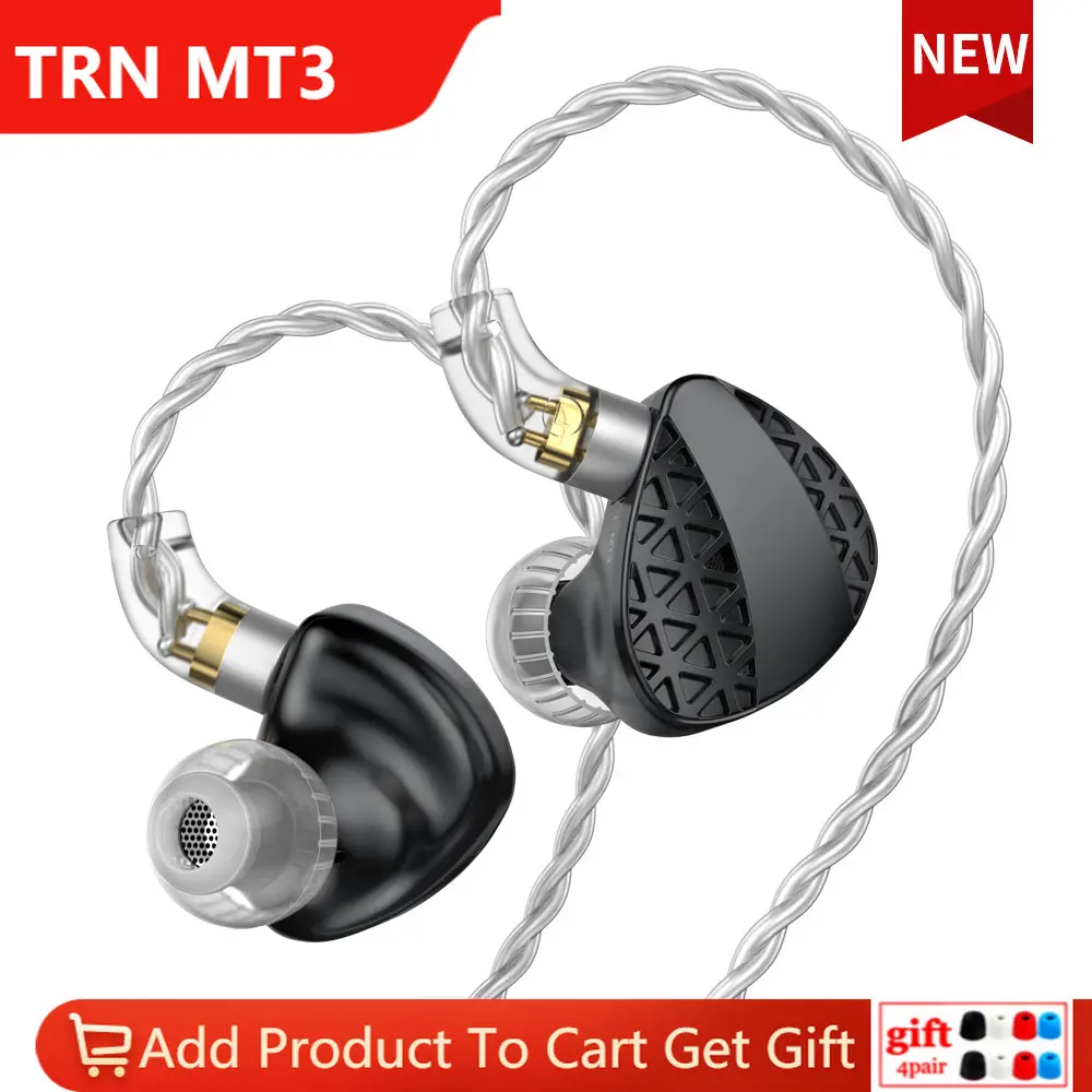 

New TRN MT3 High-Fidelity Earphone Dual-Chamber 10mm Dynamic N52 Magnet Zinc Alloy Monitor For BAX EMA VX ST5 VX PRO Kirin EMX