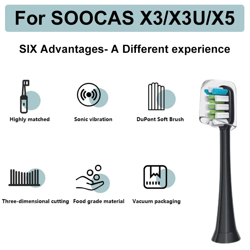 20/50/100PCS Replacement Brush Heads For SOOCAS X3/X3U/X5 Sonic Electric Toothbrush Oral Care Vacuum Wholesale DuPont Brush Head enlarge