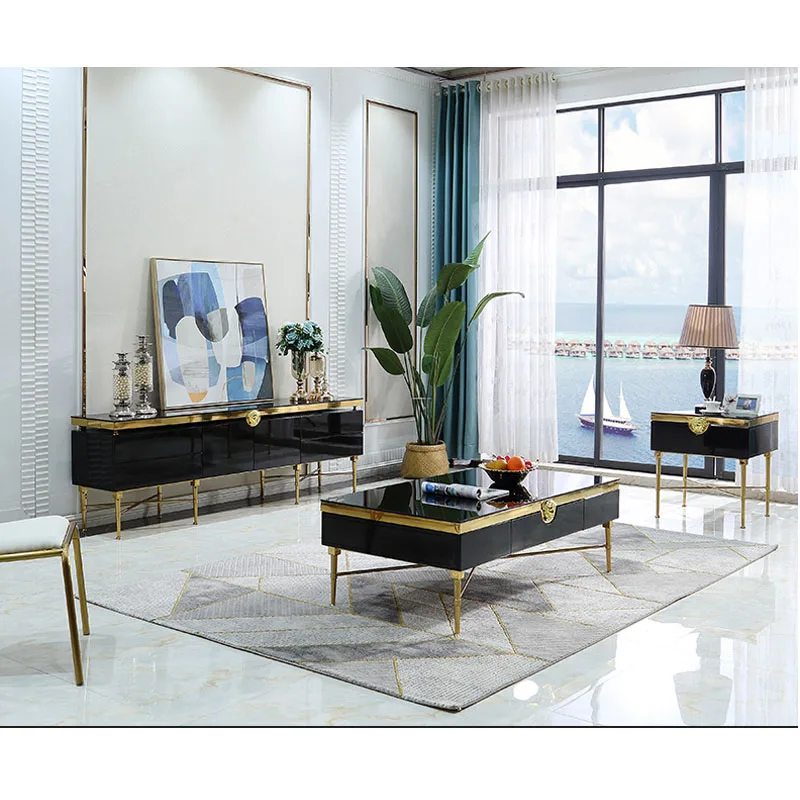 Stainless steel corner a few sides light luxury post-modern sofa table coffee square living room model |