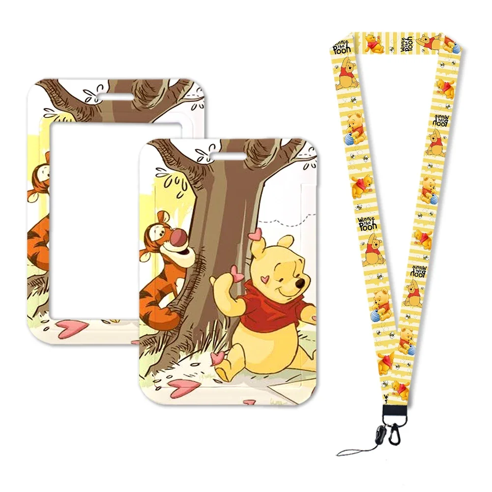 

Tigger Pooh Bear Card Holder Lanyards Girls Retractable Clip Neck Strap Credit Card Case Boys ID Badge Holder Keychain