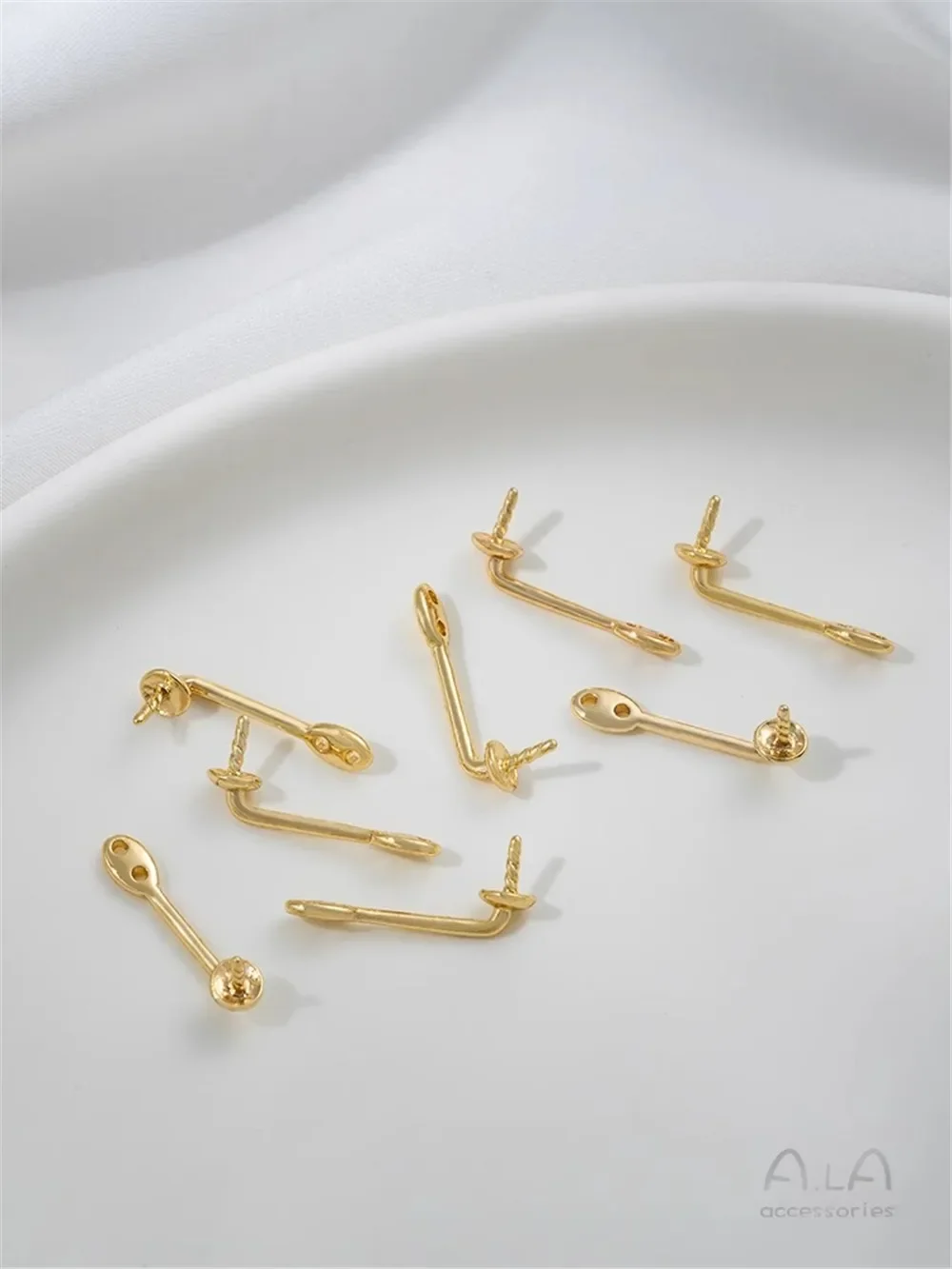 14-каратное золото серьги в виде свиного носа гнездо для подвешивания жемчуга