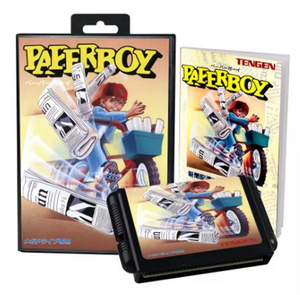 Paperboy с коробкой и руководством для 16-битной игровой картриджа Sega MD System Megadrive Genesis