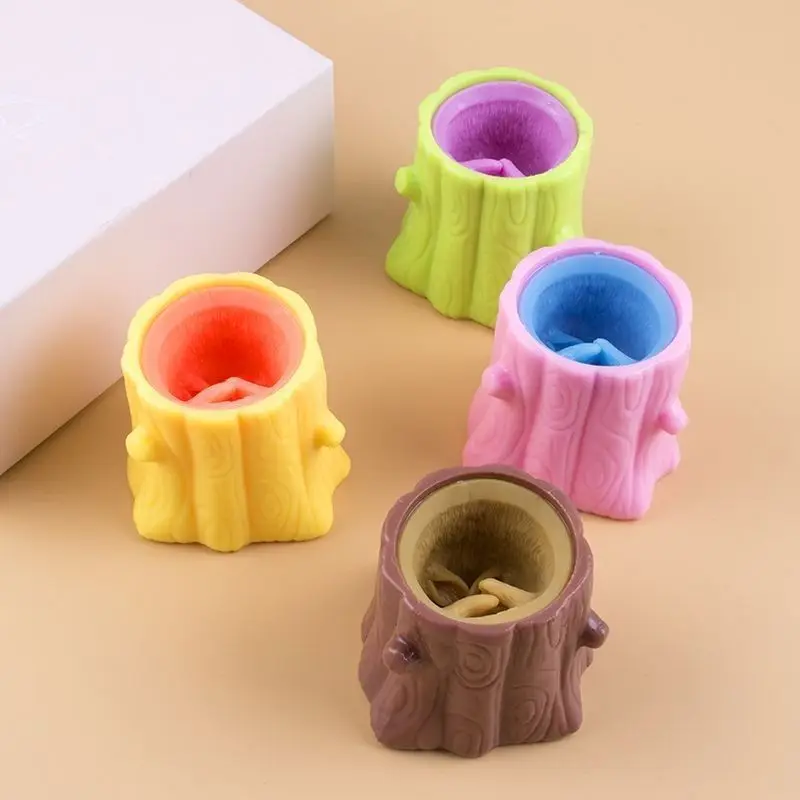 

2022 Pinching Not Bad Squeeze Cup Colored Evil Squirrel Cup Vibrato With The Same Stump Squirrel Pinching Music Telescopic Toy