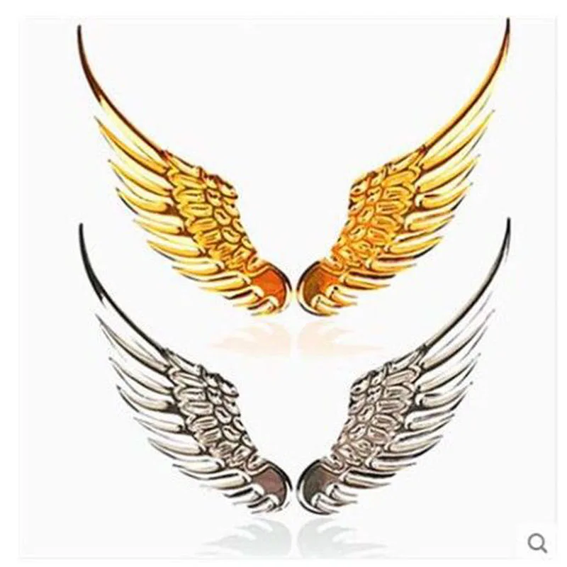 

1pair Car Auto Motorcycle Body Sticker 3D Eagle Angel Wings Badge Style Metal Aluminum Decals Silver/Gold Exterior Accessories