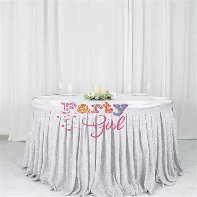 

3 м длинная Серебристая блестящая скатерть с блестками для свадебного банкета торжества скатерть плинтус Рождественское украшение