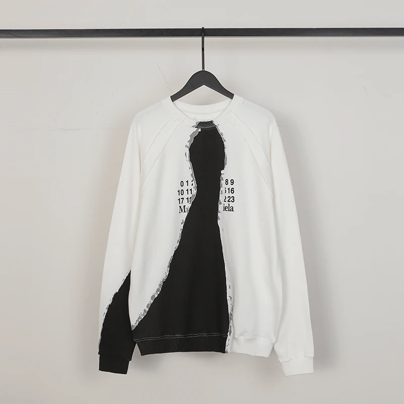 

MM6 Margiela's new limited edition pullover Splash Ink digital pattern print sweatshirt casual y2k long sleeve T-shirt