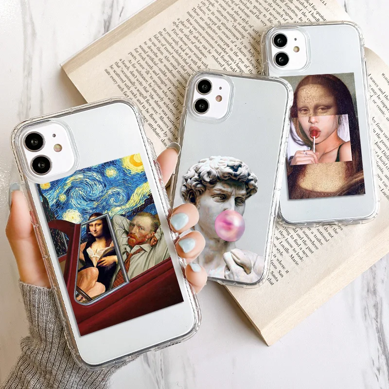 

Art Painting Case for iPhone 11 Cover iPhone 13 Pro 12 Mini XR XS Max X 7 8 6 6S Plus SE 12Pro 11Pro Silicone Clear Phone Fundas