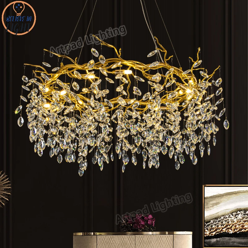 

2022 New Design Modern Luxury Gold Crystal Chandelier for Living Room Lighting Fixtures Hotel Hall Art Decor Nordic Hanging Lamp