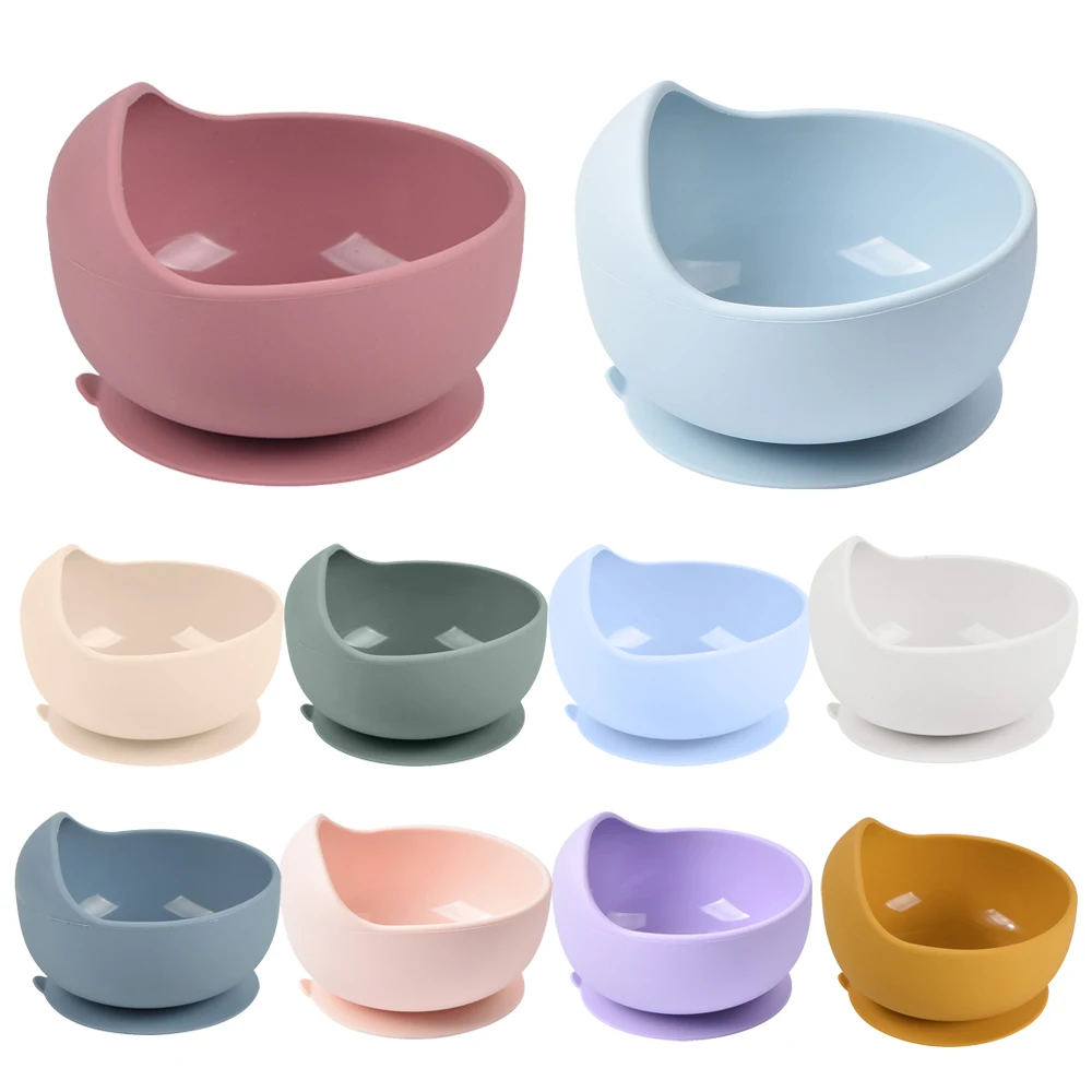 

28 Colors Baby Silicone Bowl Suction Bowl Kids Feeding Bowl Spoon Non-Slip Tableware Children Dishes Sucker Bowls BPA Free Plate