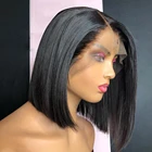 Rosabeauty бразильские 13x6 прозрачные Боб человеческие волосы парики предварительно выщипанные Remy 13x4 прямые 250% 4x4 5x5 короткие бобные парики для женщин